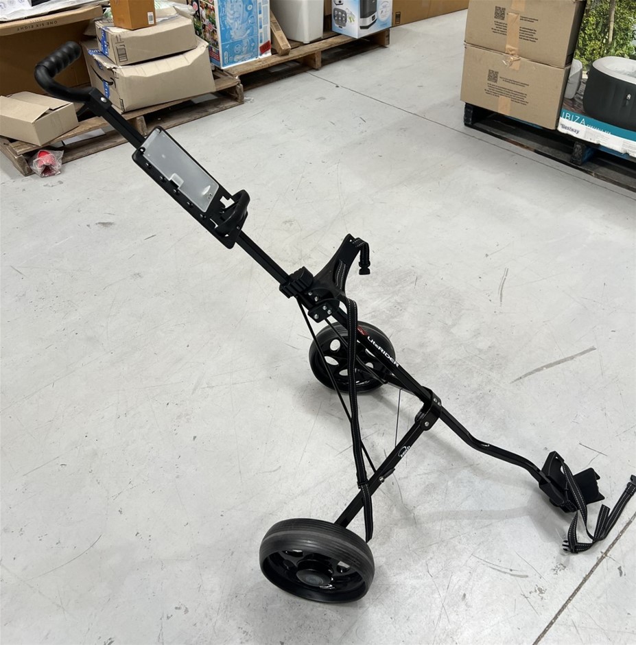 LITERIDER 2 Wheel Gold Push Cart & HIREKO Golf Carry Bag.
