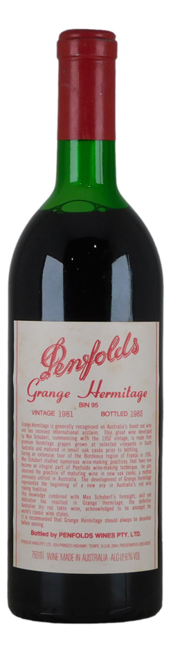 Penfolds Bin 95 Grange Hermitage 1981 (1x 750mL) SA.