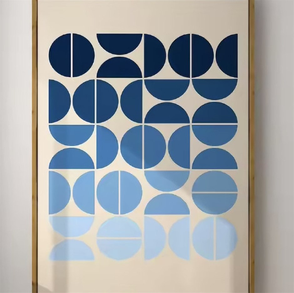 Bauhaus Inspired BLUE Geometric Design Canvas Print