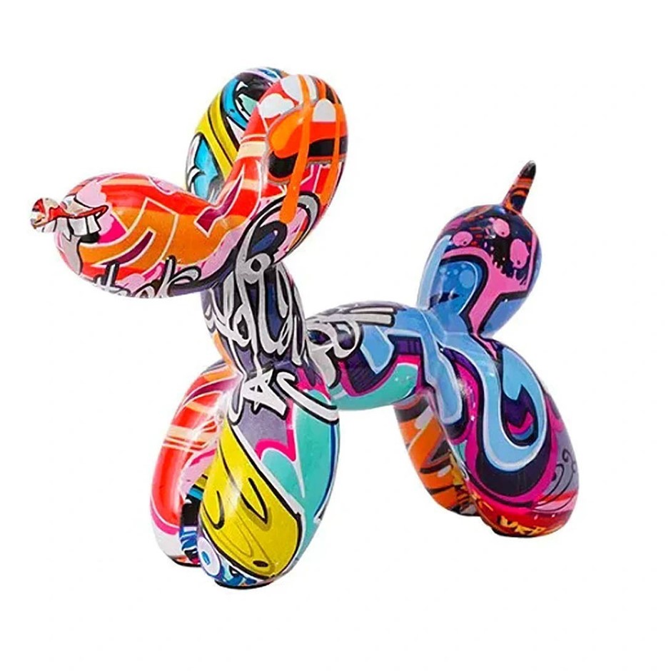 Jeff Koons (after) Graffiti Resin Balloon Dog Figurine