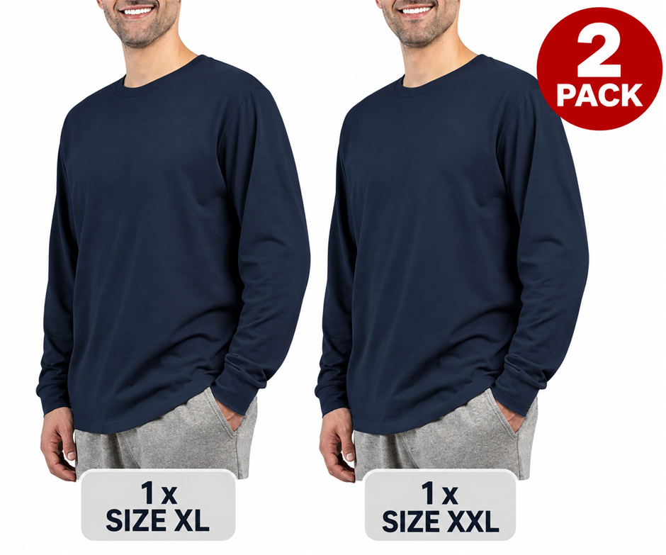 2 PACK JACHS Men's Crewneck, Size XL and XXL, Navy.