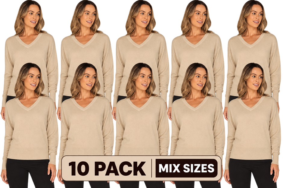 10 PACK ADVENT Lauren Ultra Soft Sweater, Mix Sizes, 55% Cotton, Cloud.