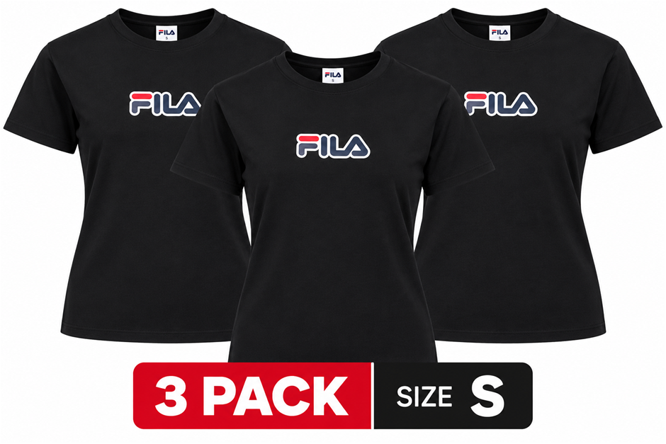 3 PACK FILA Women's Rebecca Tee, Black, Size Small.