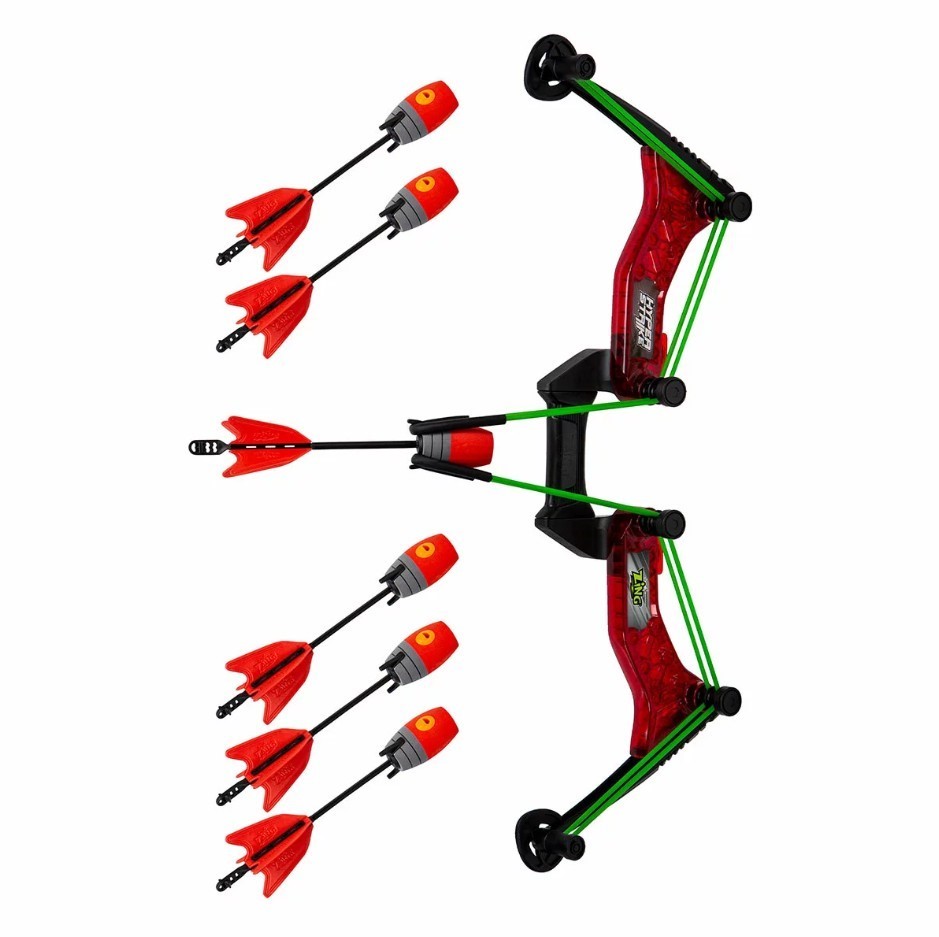 ZING Hyper Strike Bow w/ 6 Arrows, Red. NB: Damaged packaging, some pieces