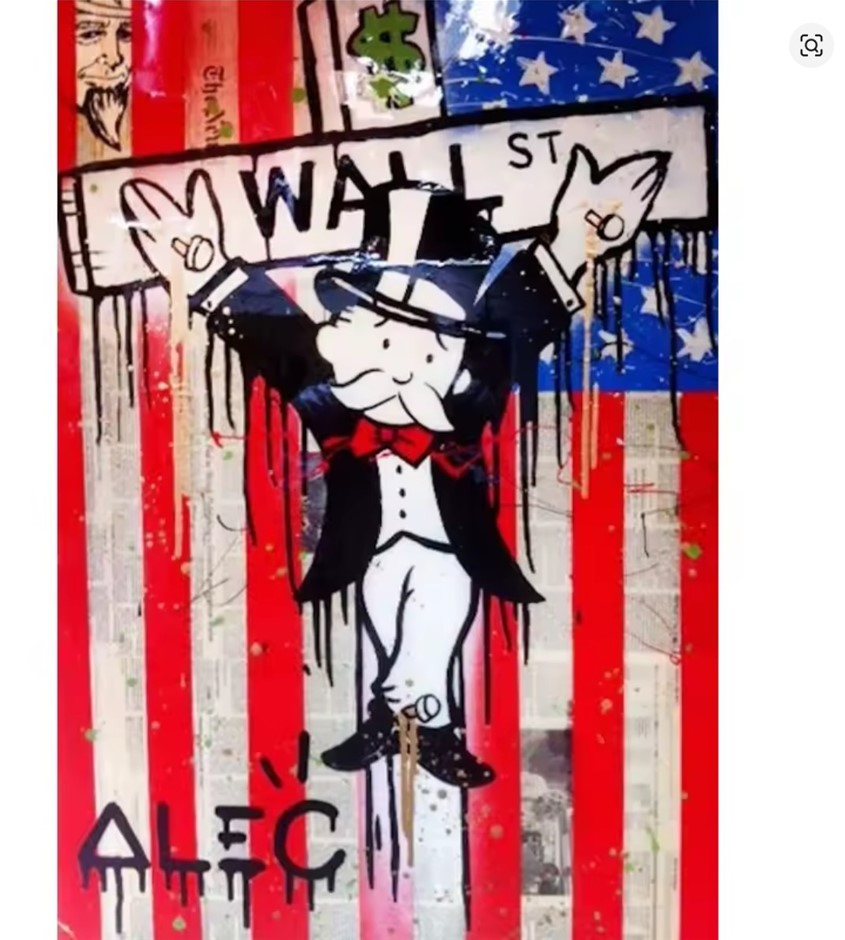 (After) ALEC MONOPOLY "WALL STREET CROSS" Grafitti Canvas