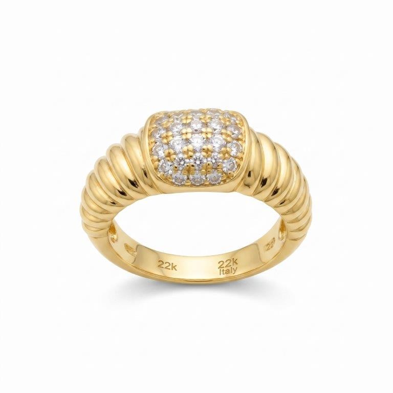 22K/Italy  Gold Bonded Ring -(stamped 22K/Italy)-Warranty Quality-9 US
