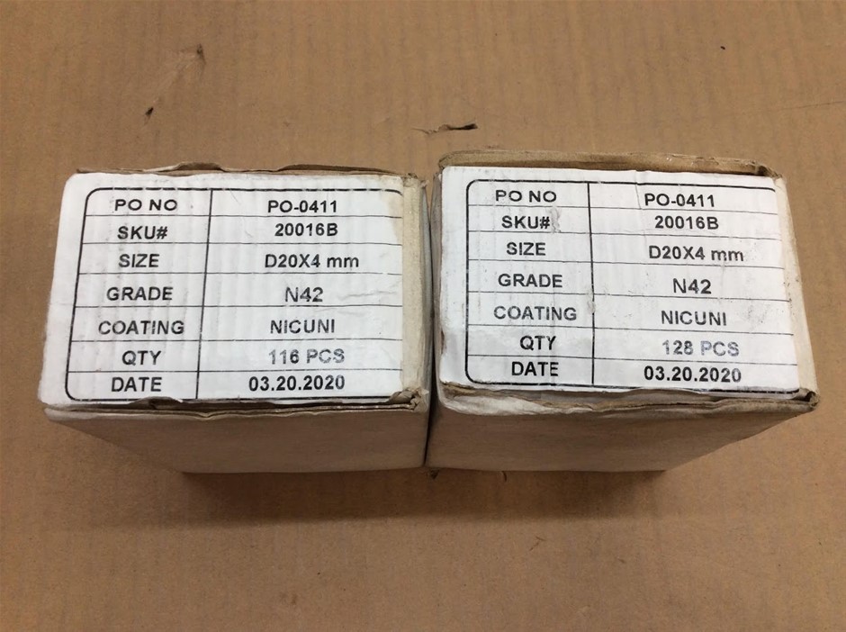 N42 D20x4mm Nickel-Copper-Nickel Coated Disc Magnets - New (Lot of 244)