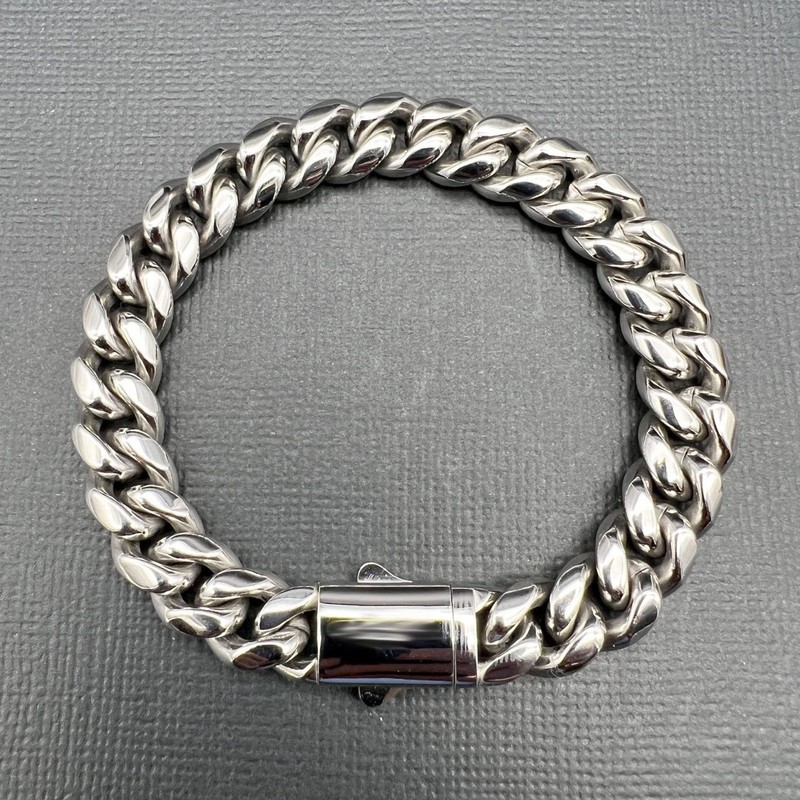 Silver-Filled Cuban Chain Bracelet, 10MM Wide-20.3cm