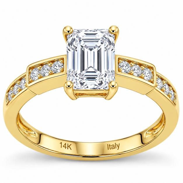 14K/Italy 0.5ct Emerald Cut Yellow Gold Bonded Ring(stamped) 6US