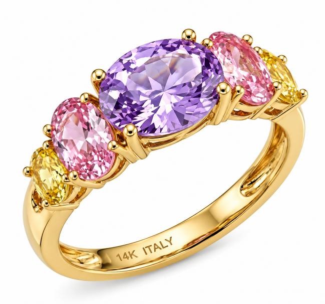 18K/Italy 3.0ctw Oval Cut Yellow Gold Bonded Ring(stamped) 7US