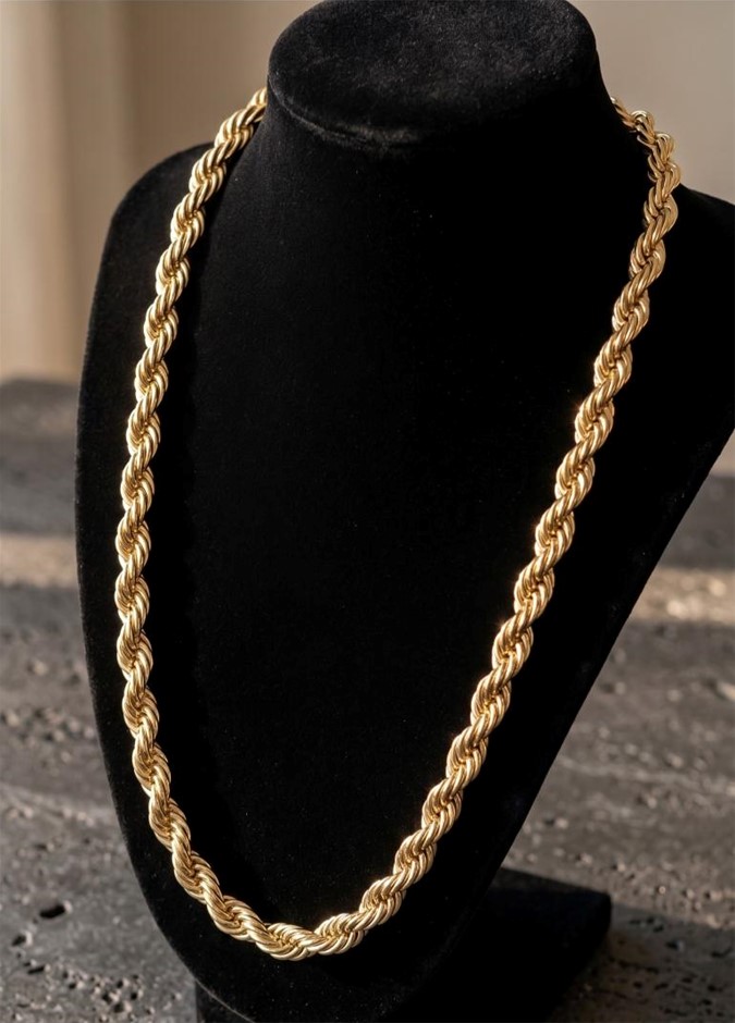 14K/Italy Stamped Yellow Gold Bonded Rope Chain -60cm-Bonus Gift