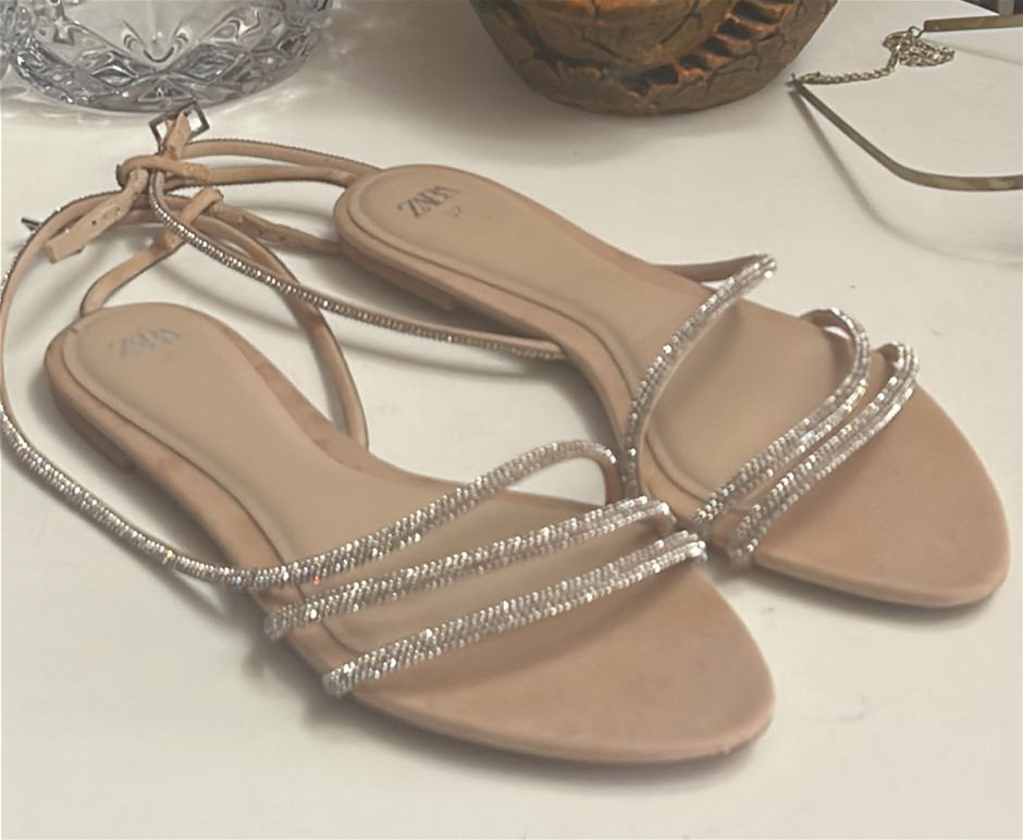 Zara Flat Nude Sandals