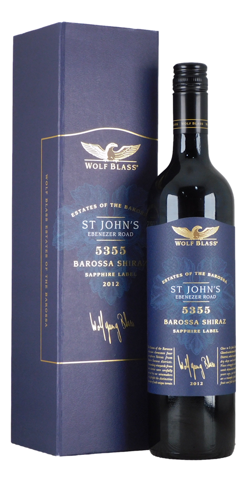 Wolf Blass St John's 5355 Sapphire Label Shiraz 2012 (1x 750mL), Barossa.