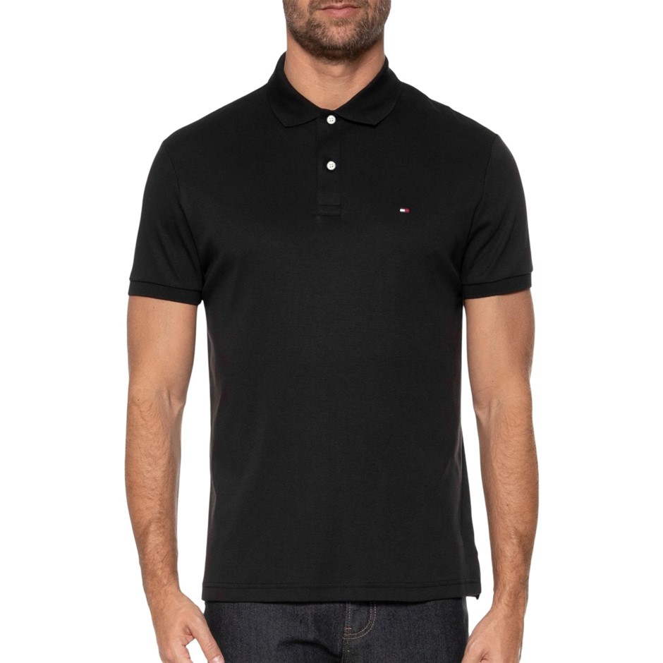 TOMMY HILFIGER Men's Richard Polo, Size L, 100% Cotton, Black, 43844. NB: m