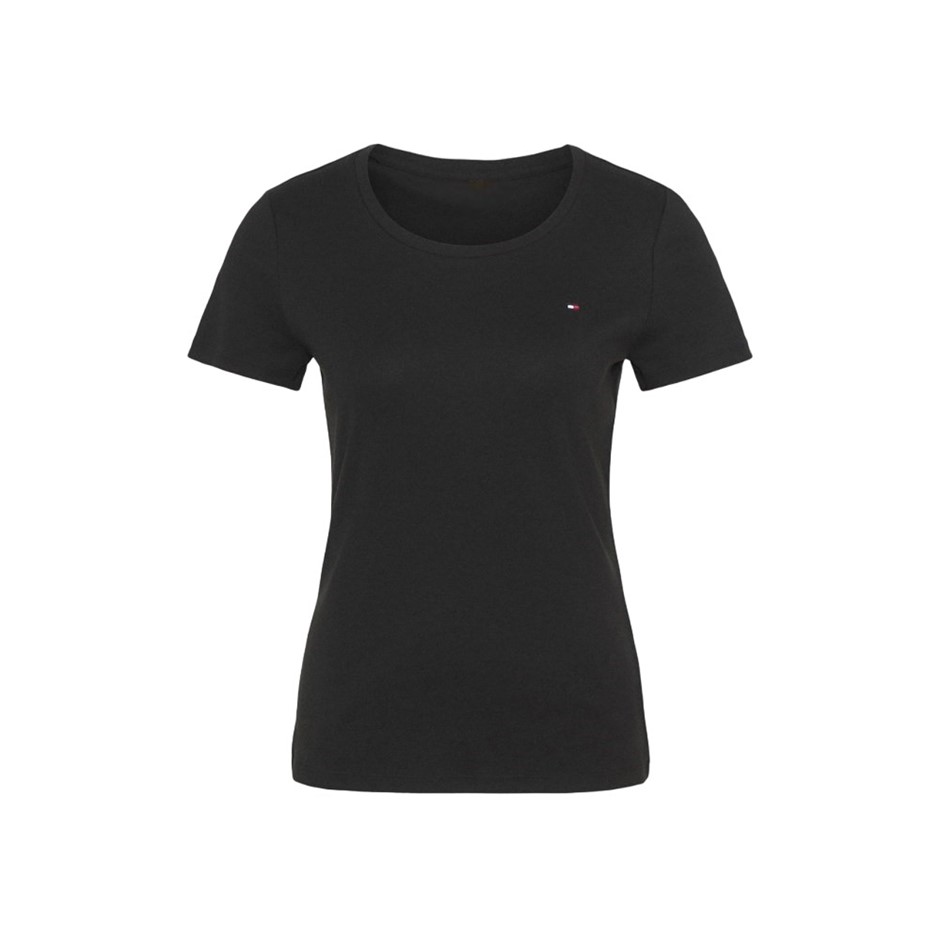 TOMMY HILFIGER Women's Crewneck Fave Tee, Size L, 100% Cotton, Dark Sable (