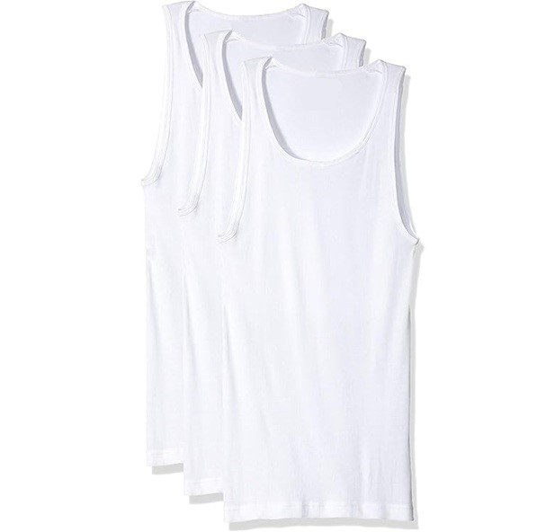 3-Pack NAUTICA Men's Singlets, Size L, 100% Cotton, White. NB: 1x has faint