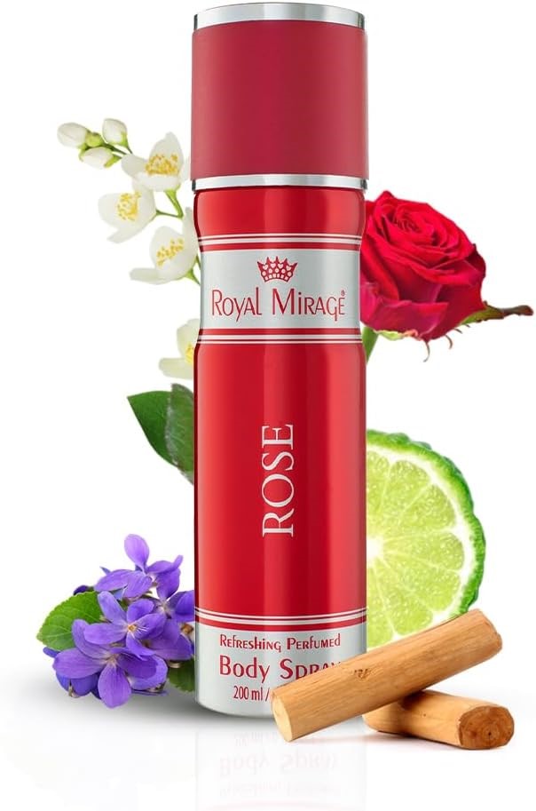 2 x Royal Mirage Rose Body Deodorant Spray for Unisex 200 ml  Buyers Note -
