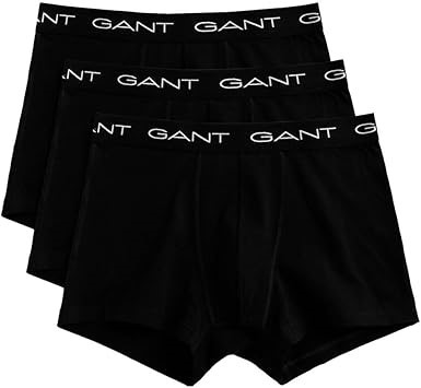 3-Pack GANT Men's Cotton Stretch Trunk , Size S, Black, 900013003.