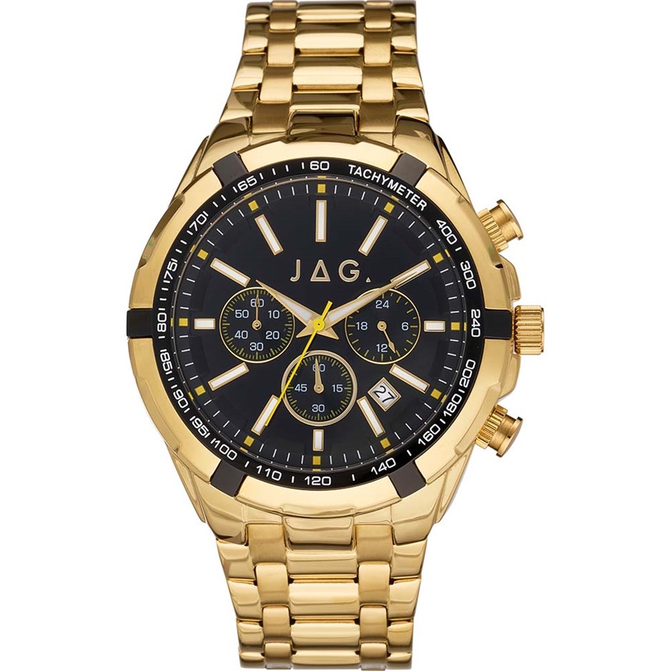 JAG Boss Chronograph Gold-Tone Men's Watch, Gold Plated Stainless Steel Ban