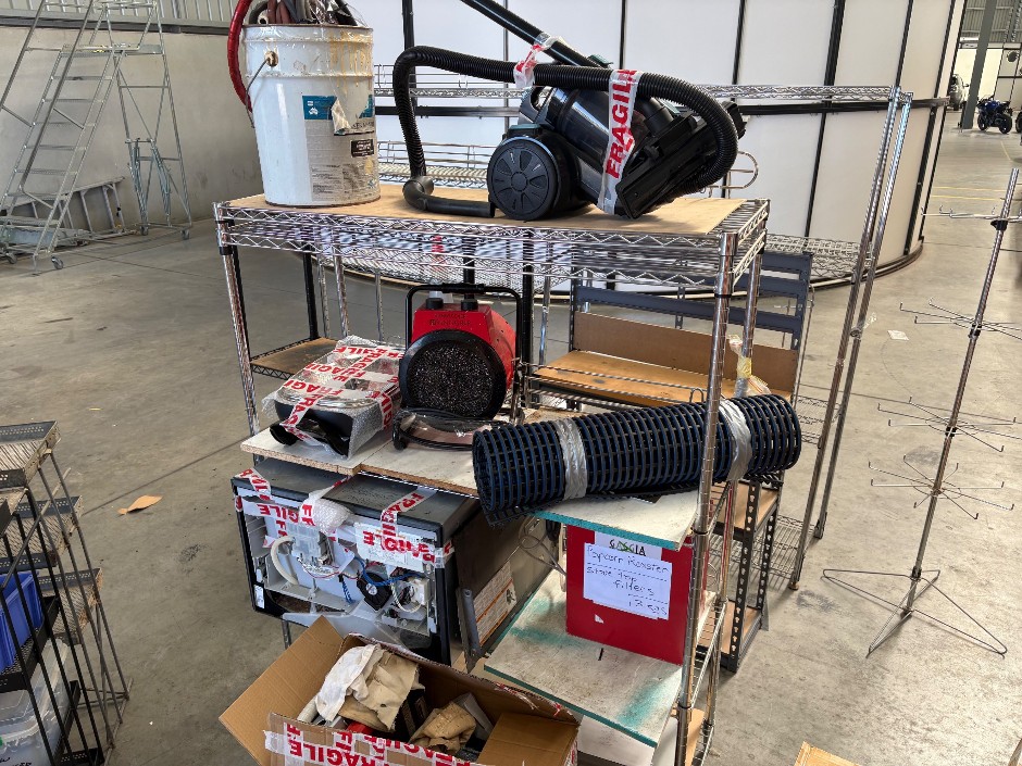 Wire Shelving Rack with Mixed Equipment Job Lot