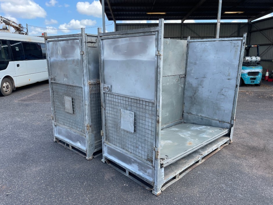 Galvanised Steel Mesh Stillage Cages with Solid Panel Doors