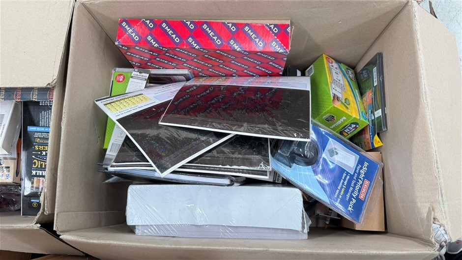 Assorted Box of Office Supplies. NB: Items may not be in original packaging