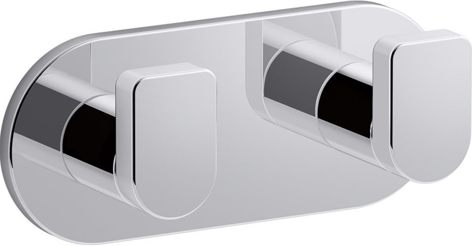 KOHLER 73146-Cp Composed Double Robe Hook, Polished Chrome.