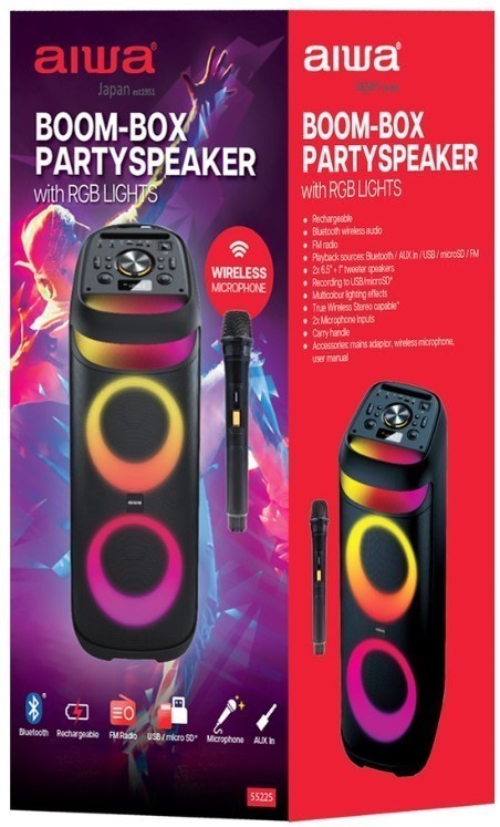 AIWA Boom-box Party Speaker with RGB Lights
