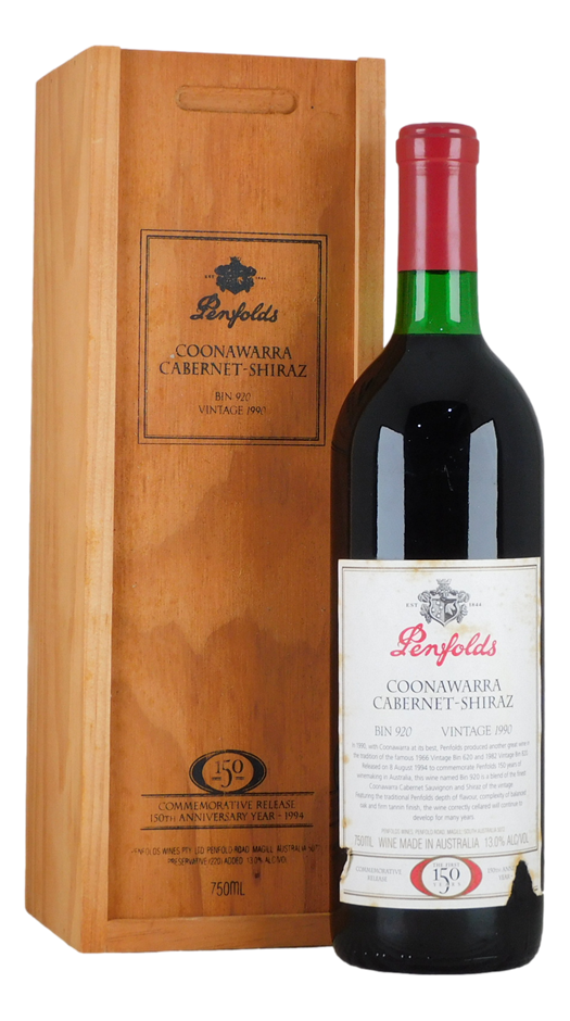 Penfolds `Bin 920` Cabernet Shiraz 1990 (1 x 750mL), Coonawarra, SA.