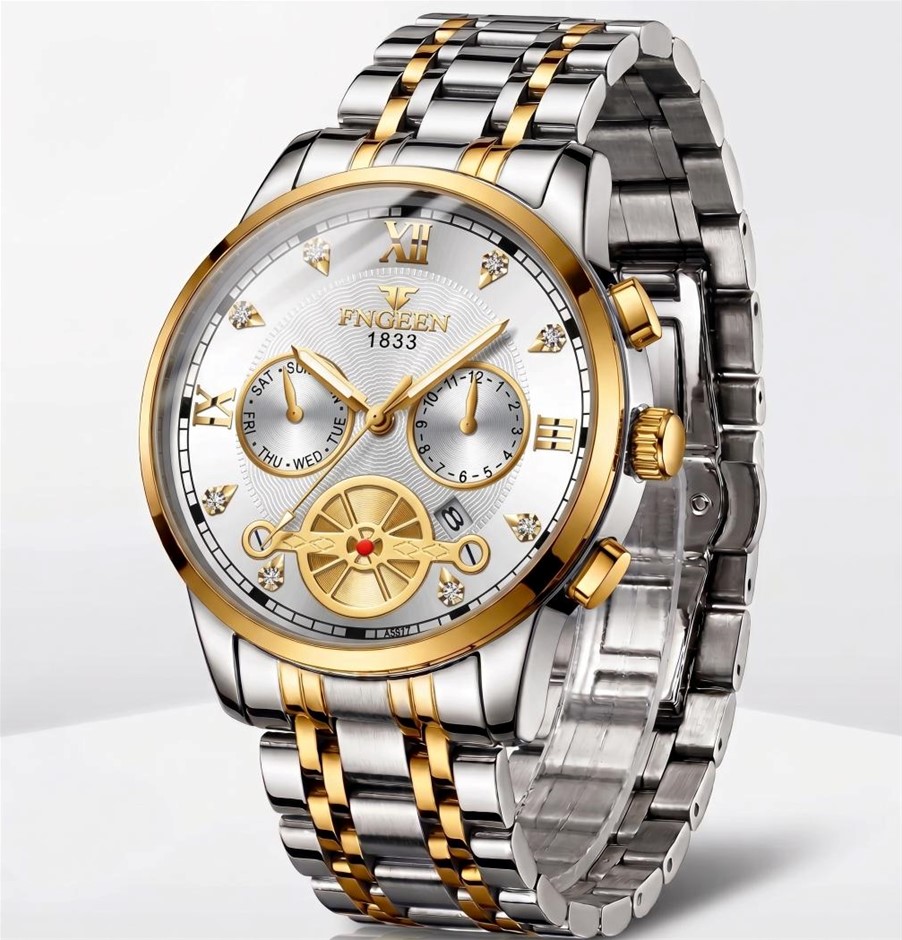 Jewelz Merchants Two-Tone Gold & Silver White Dial Watch
