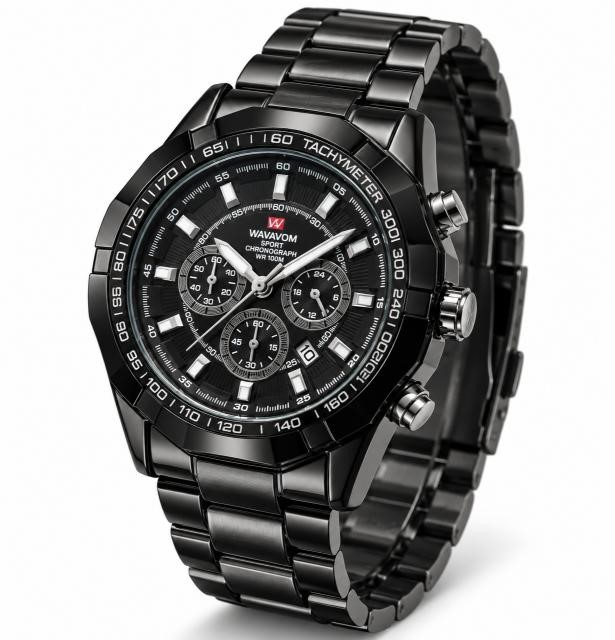 Jewelz Merchants Men’s Luxury Black Stainless Steel Chronograph