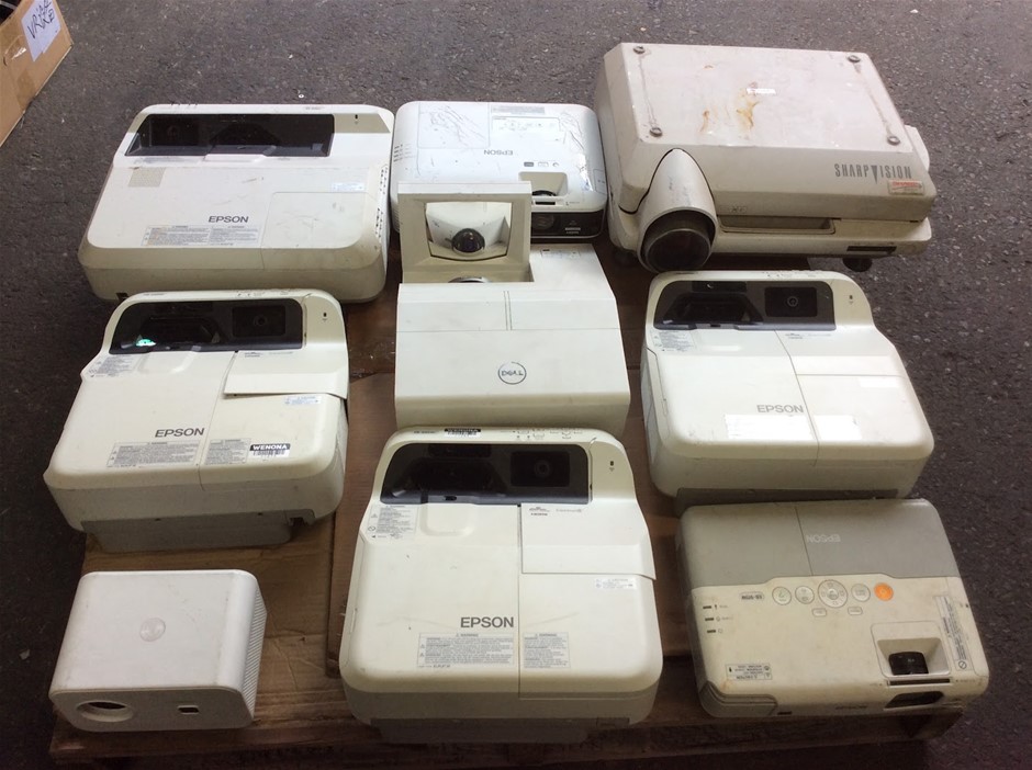 Mixed Epson, Dell & Sharp Projectors (Lot of 9)