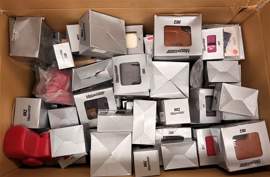 Approximately 50-65 x MEGA GEAR Camera Cases, Assorted Size And Colour.