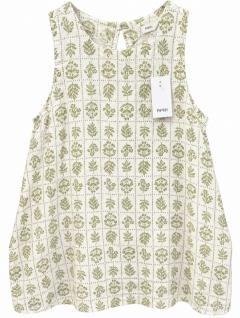 PIPER Women’s Sleeveless Botanical Print Top – Cream & Olive Green Size 14