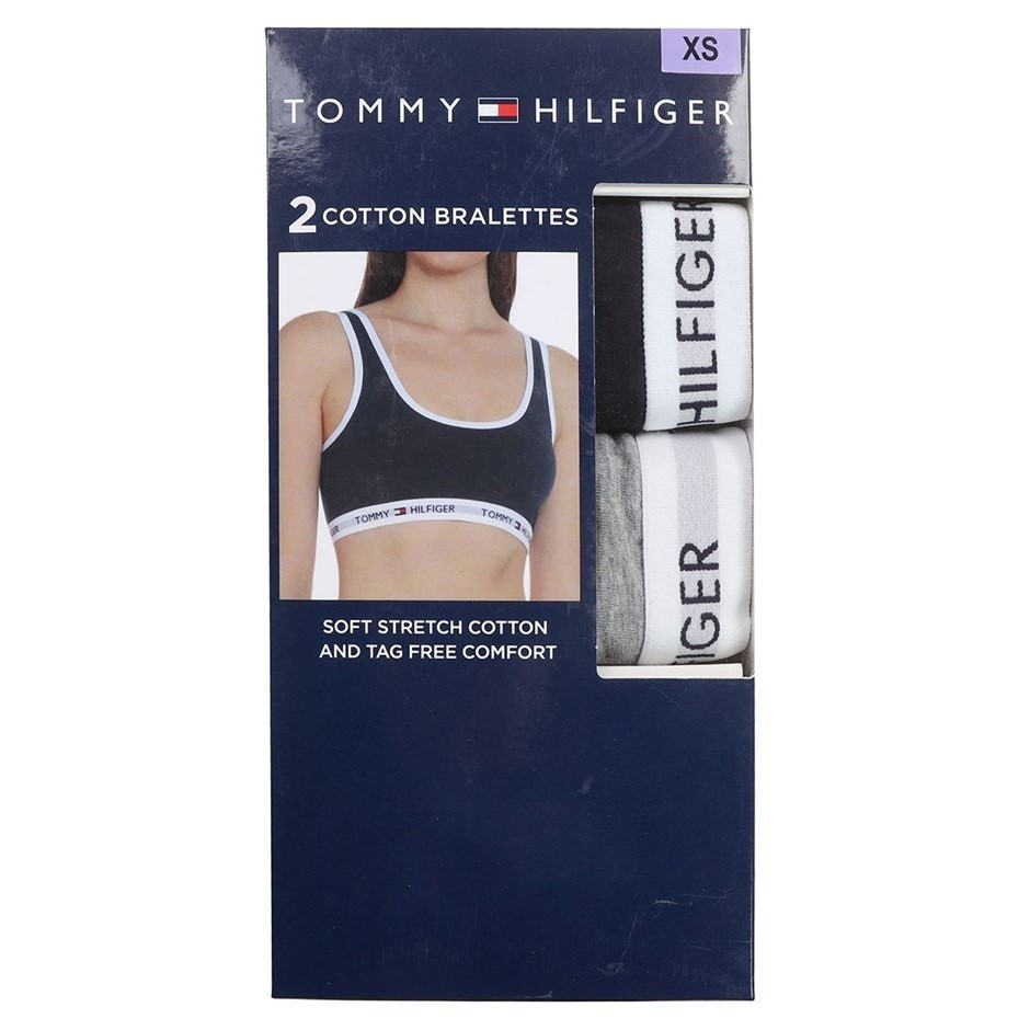 TOMMY HILFIGER Women's 2pk Cotton Bralettes, Size XS, Cotton/Elastane, Blac