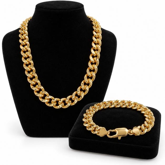 Jewelz Merchants Black Friday – yellow gold plated Cuban Chain & Bracelet