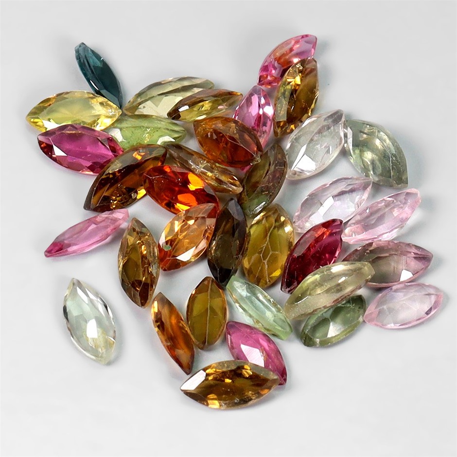 4.53ct Marquise Facet Cut Unheated Multi-Colour Tourmaline - 34Pcs