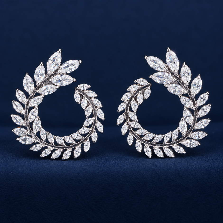 Marquise-Cut AAA+ Cubic Zirconia Leaf Earrings