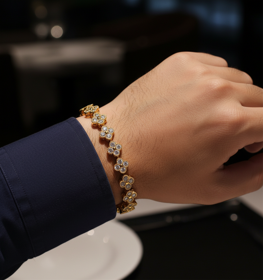 Jewelz Merchants Women's Gold-Tone Tennis Bracelet – Simulated Diamonds