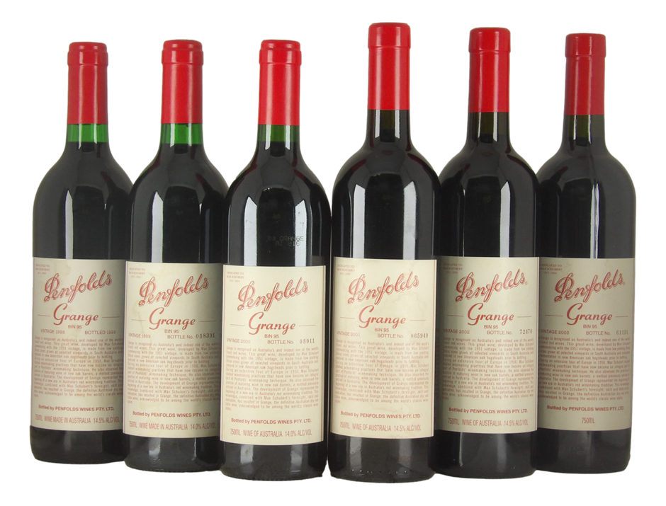 Penfolds Grange Vertical 1998-2003 (6x 750mL), SA.