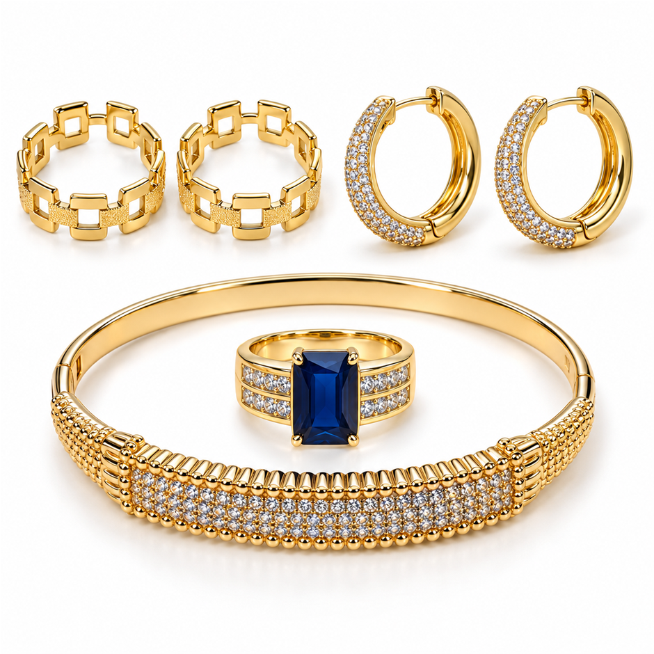 Jewelz Merchants Black Friday Special – Bangle, Ring & 2 Pairs Earrings Set