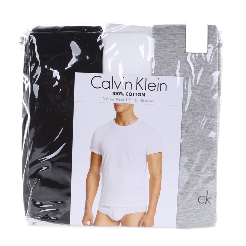 CALVIN KLEIN Men's 3pk Classic Fit Crew-Neck T-Shirts, Size XL, 100% Cotton