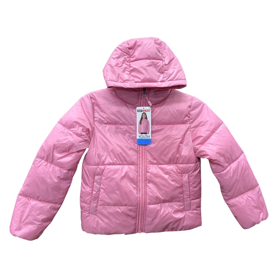 32DEGREES Youth Puffer Jacket, Size XS (5/7), Pink.