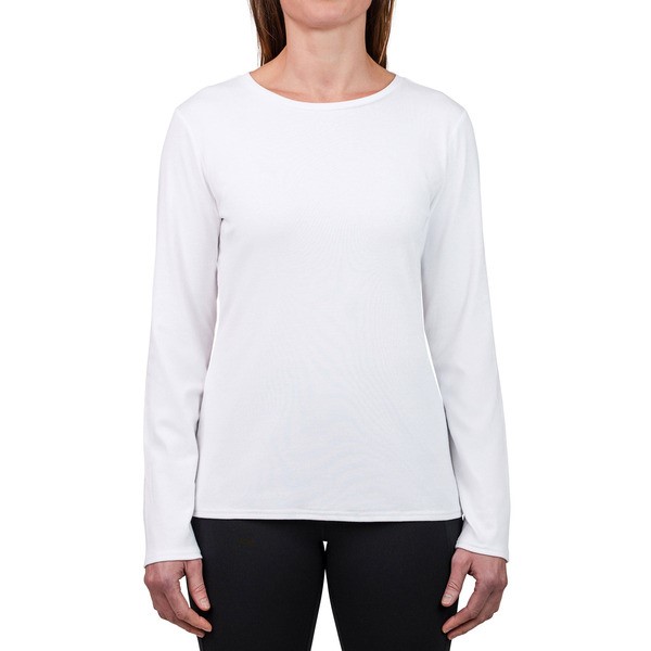 4 x SEG'MENTS Women's Supima Long Sleeve, Size L, 92% Supima Cotton, White.