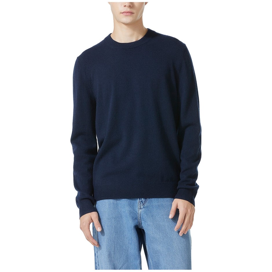 LYDIA VINE Men's Merino Wool Sweater, Size L, 100% Wool, Navy.