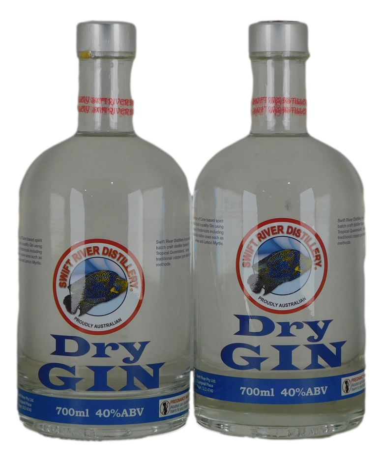 Swift River Distillery Dry Gin 40% (6x 700mL), QLD.