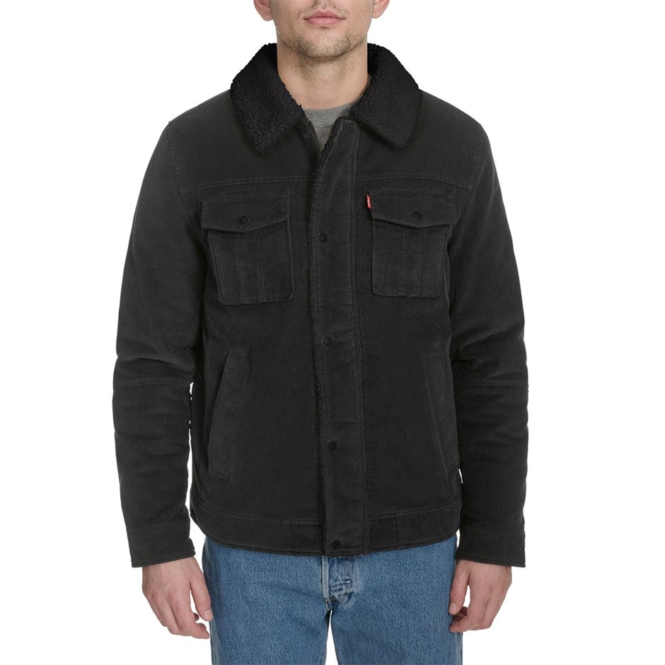 LEVI'S Men's Sherpa Corduroy Jacket, Size XL, Black.  Buyers Note - Discoun