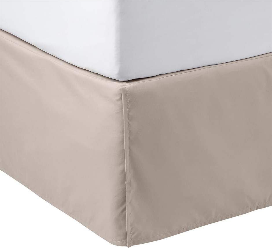 AMAZON BASICS Lightweight Pleated Bed Skirt, 
 Size Queen, Taupe.