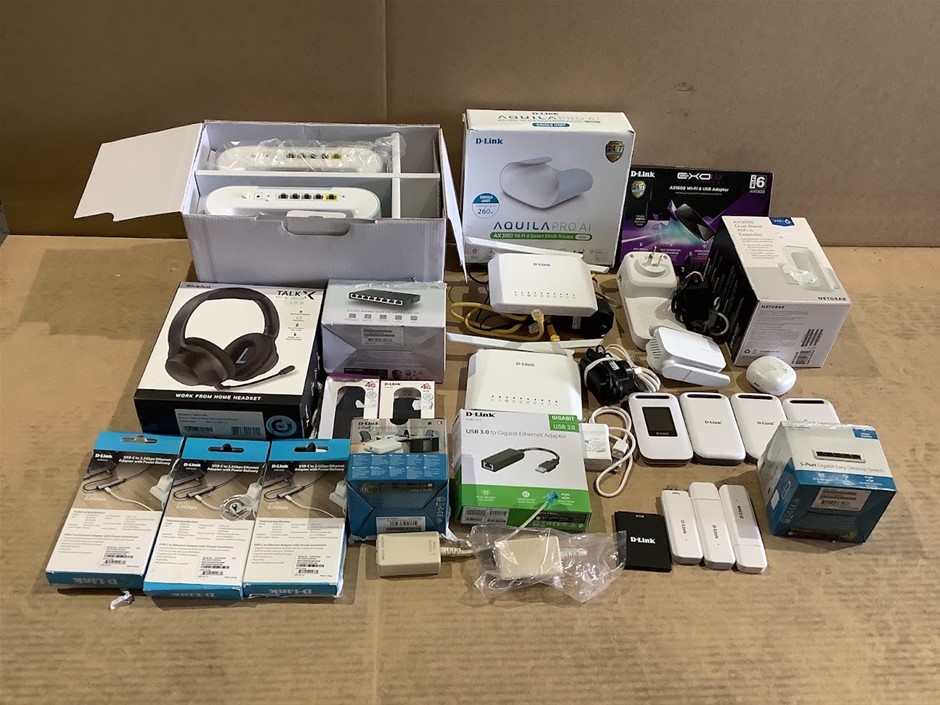 D-Link / Netgear Mixed Routers, Network Adapters, Switches & Headsets