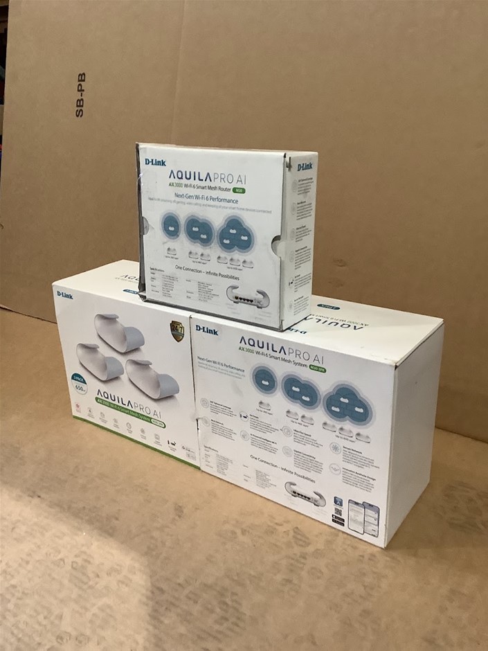 D-Link Aquila Pro AI Wi-Fi 6 Mesh Router System (Lot of 3)